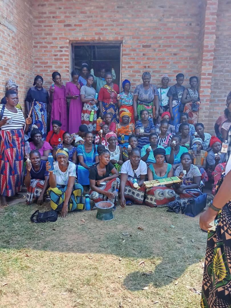 Community members receiving startup kits